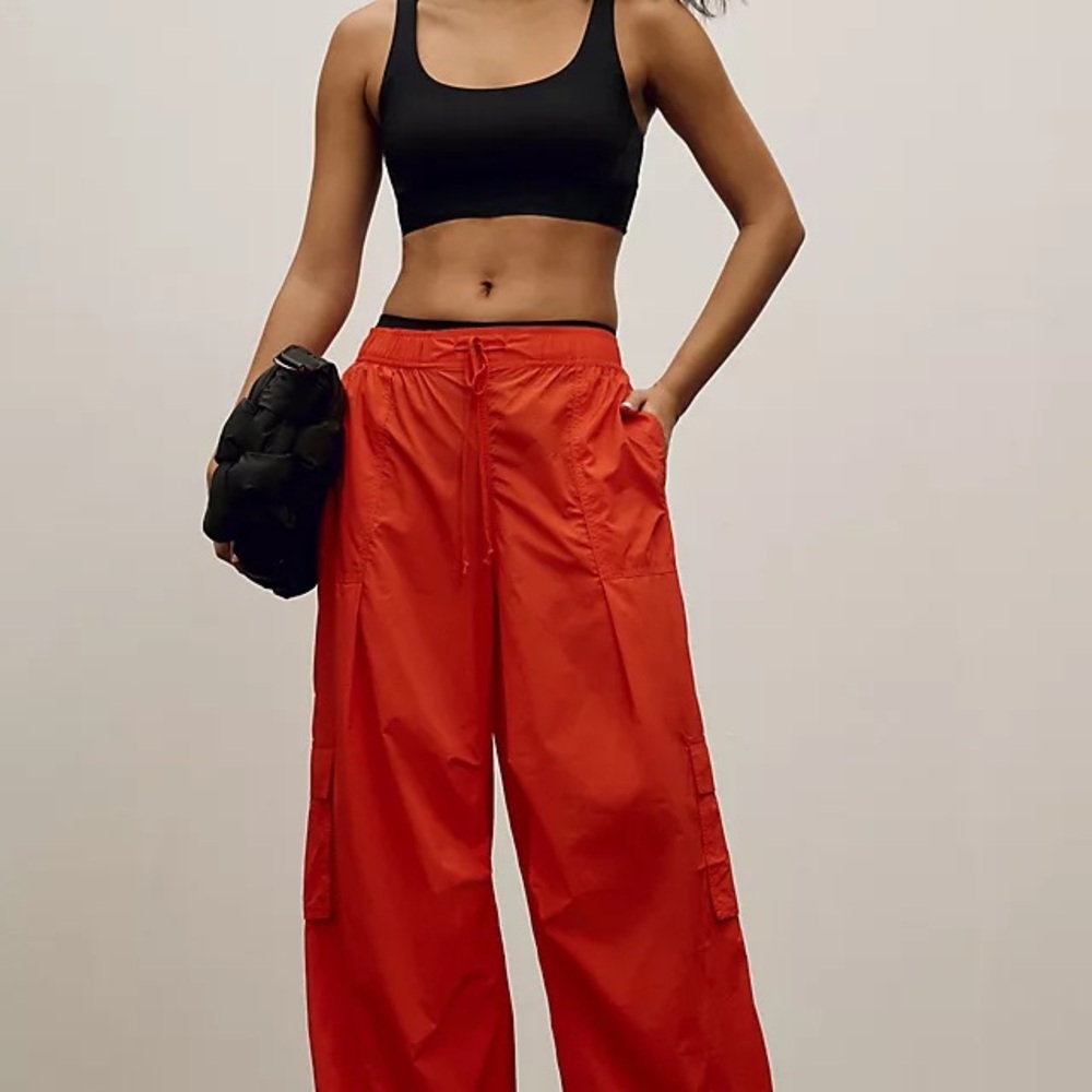 Anthropologie Daily Practice Base Jump Parachute Pants Large Orange Baggy